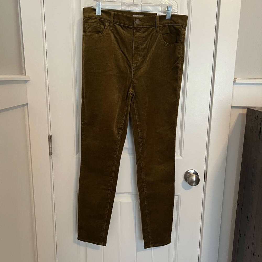 NWT Loft High-Rise Skinny Olive Green Corduroy Pants - Size 10